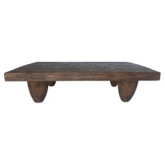 Rustic Reclaimed Wood Coffee Table with Conical Legs