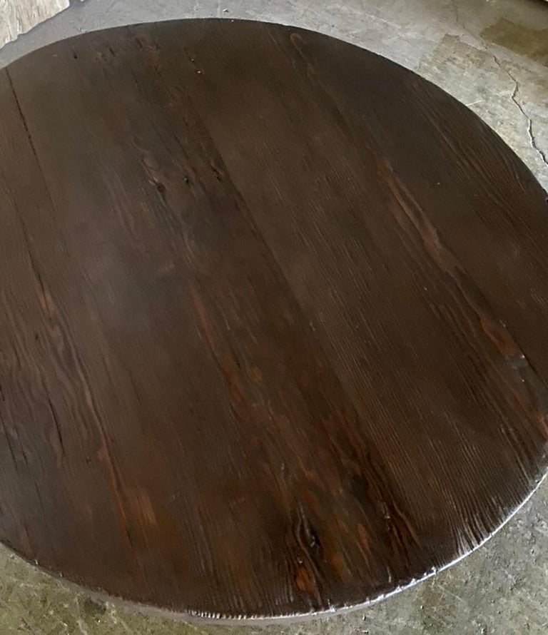 Rustic Reclaimed Wood Round Coffee Table For Sale at 1stDibs