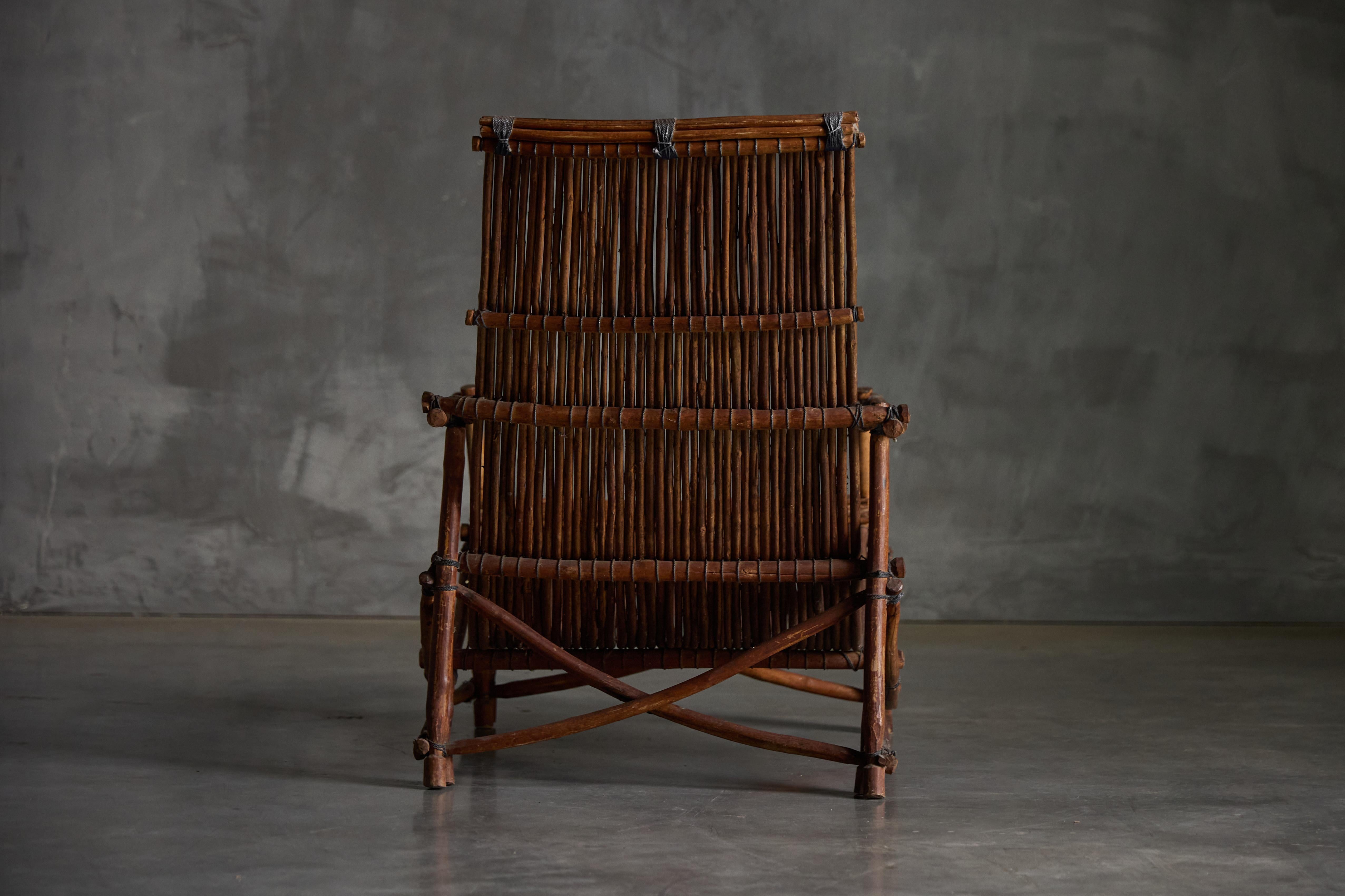 Sillas reclinables rústicas de mimbre artesanal, Italia, años 50 en venta 5