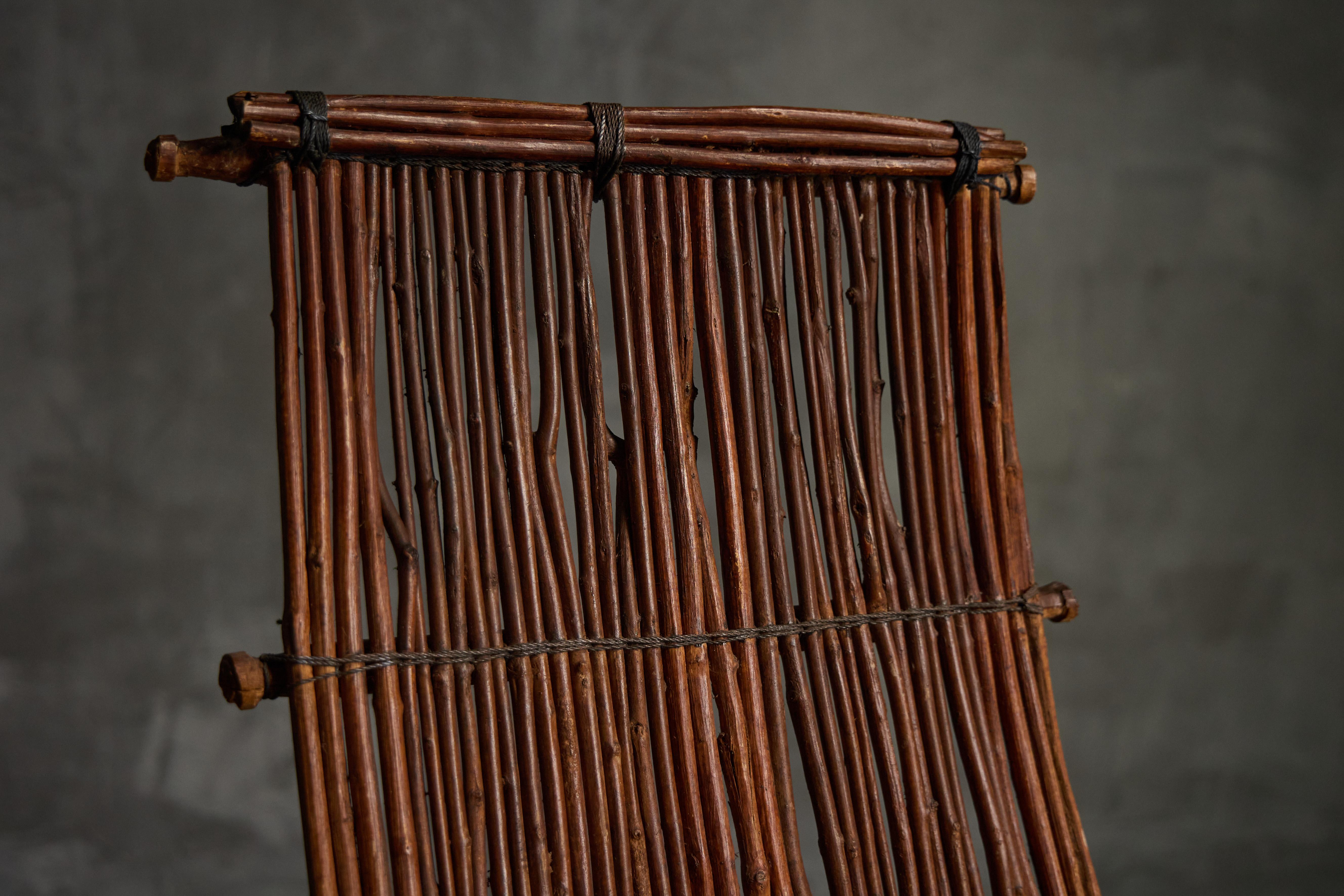 Sillas reclinables rústicas de mimbre artesanal, Italia, años 50 en venta 8
