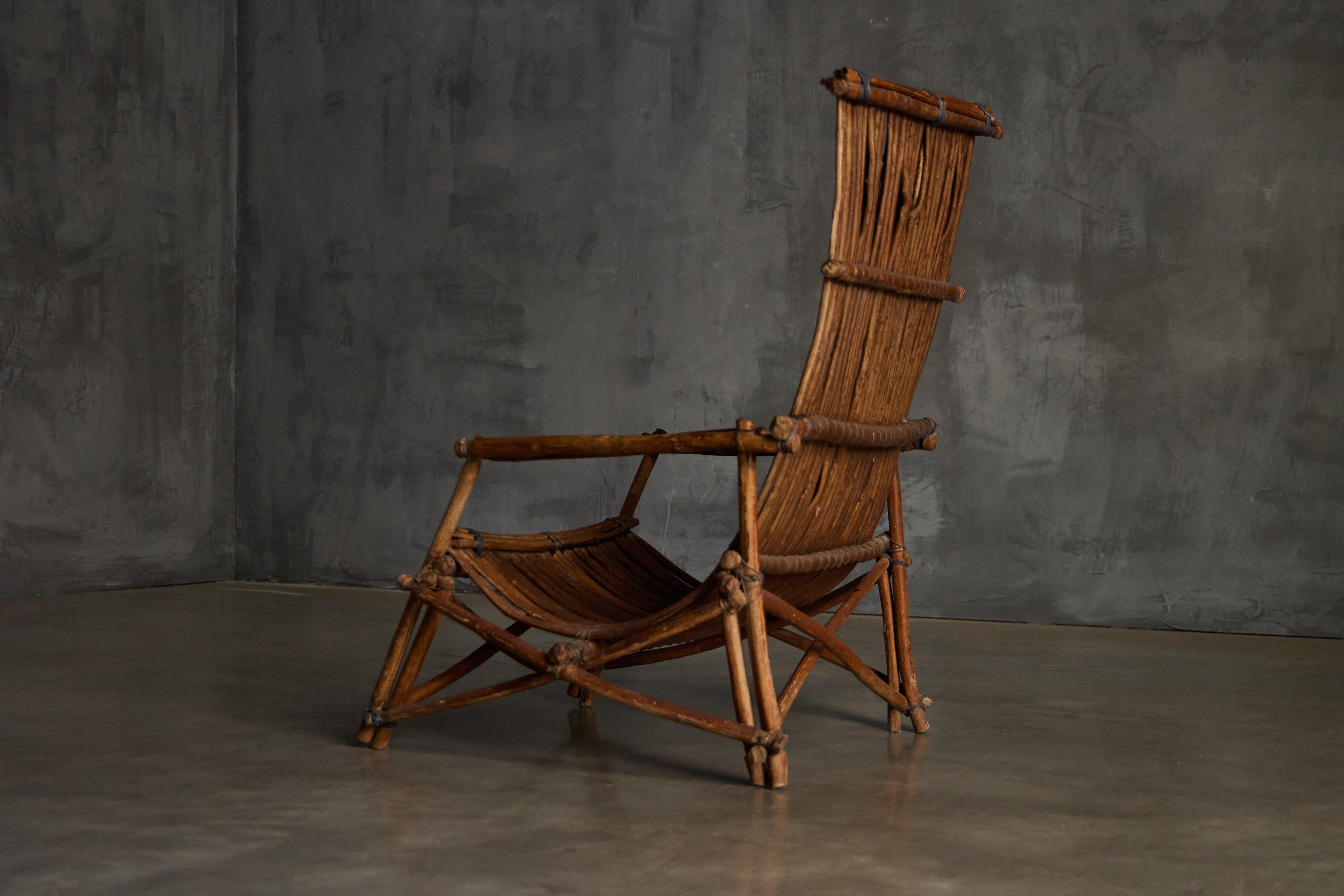 Sillas reclinables rústicas de mimbre artesanal, Italia, años 50 en venta 9