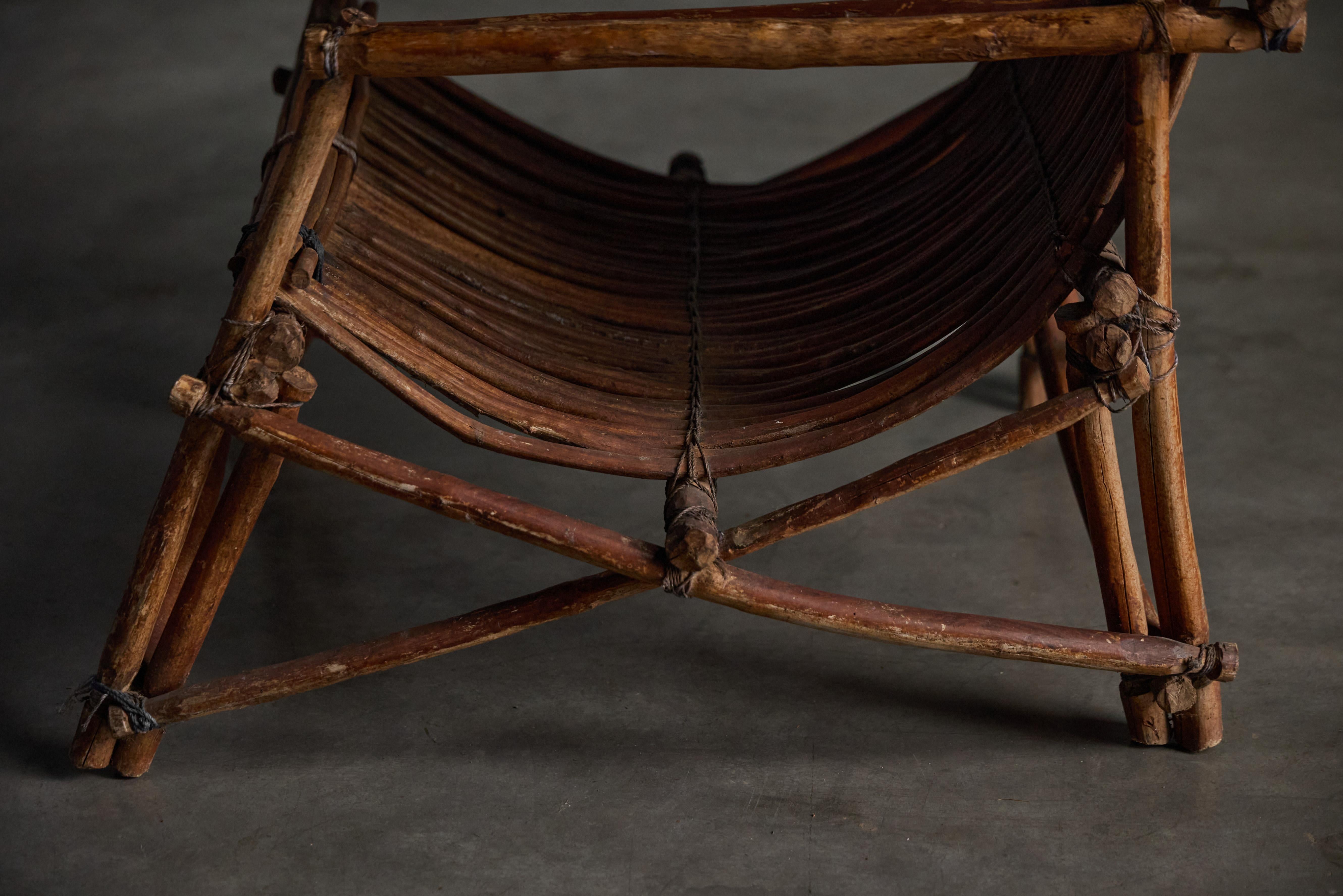 Sillas reclinables rústicas de mimbre artesanal, Italia, años 50 en venta 10