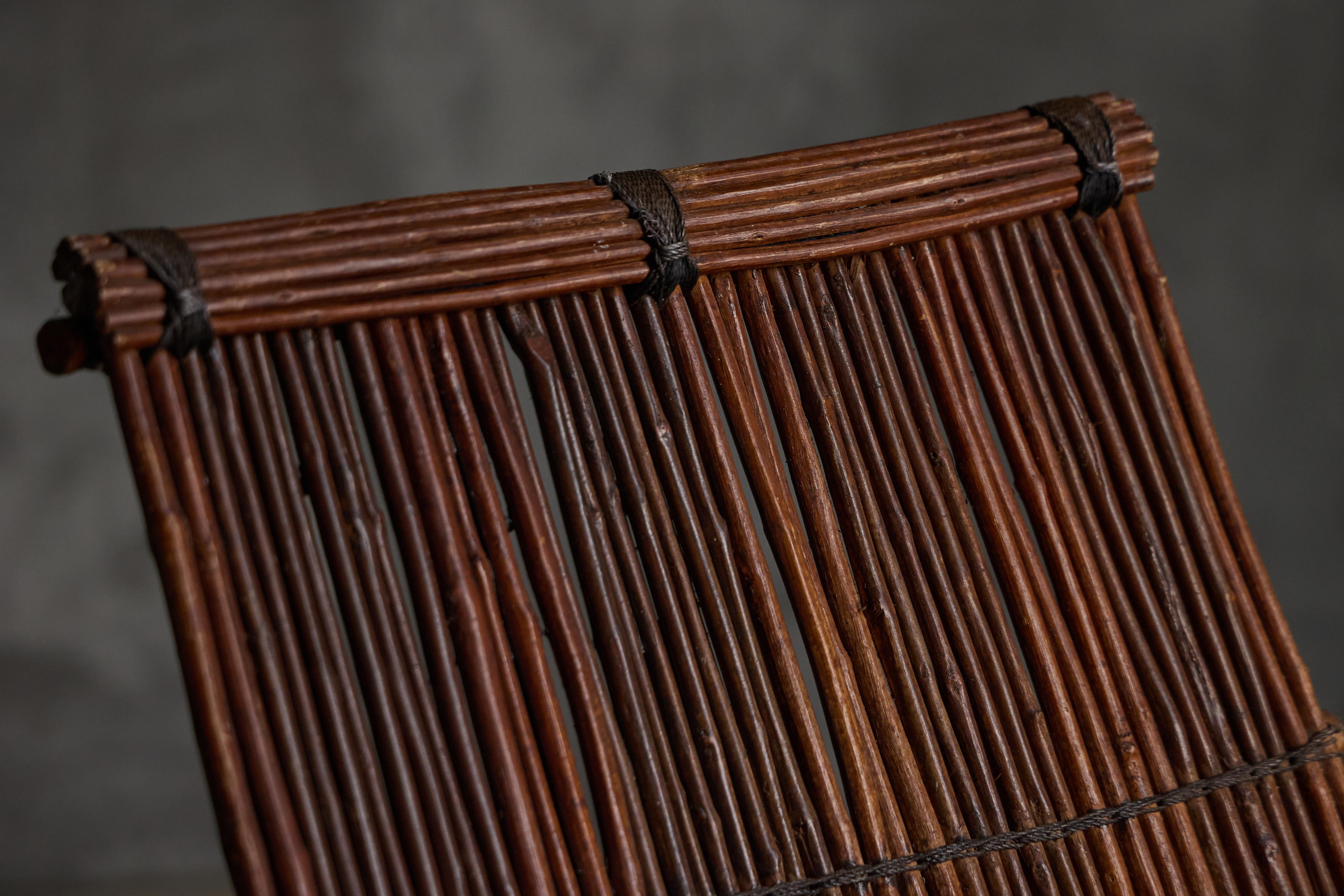 Sillas reclinables rústicas de mimbre artesanal, Italia, años 50 en venta 1