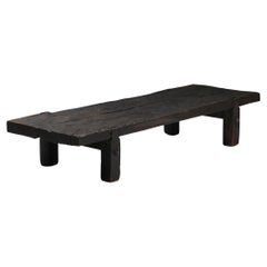 Rustic Rectangle Coffee Table, Wabi-Sabi, Burned Effect, 1940's