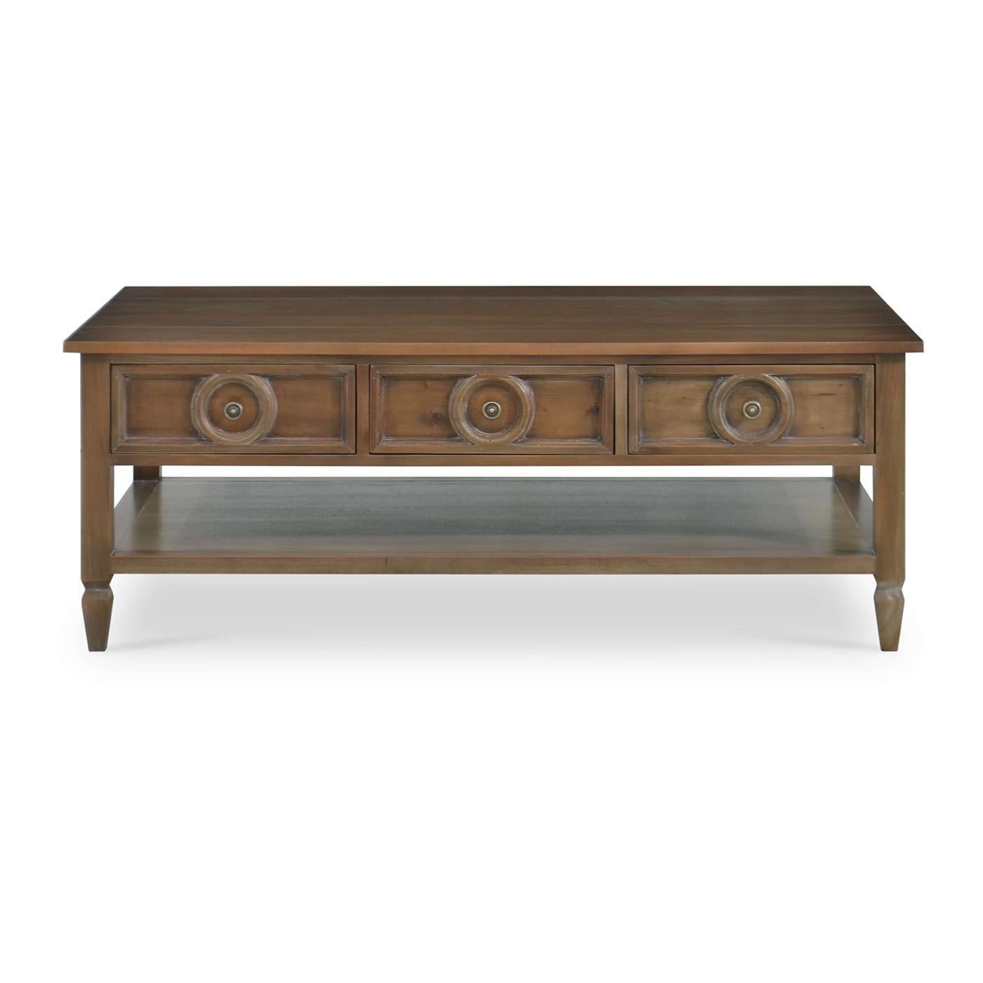 French Provincial Rustic Rectangular Coffee Table For Sale