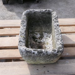 Rustic Rectangular Farmhouse Planter with Lichen Patina