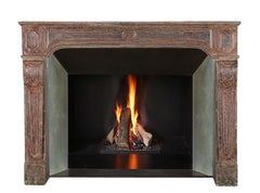 Rustic Red Patina Fireplace Mantel Reclaimed From France