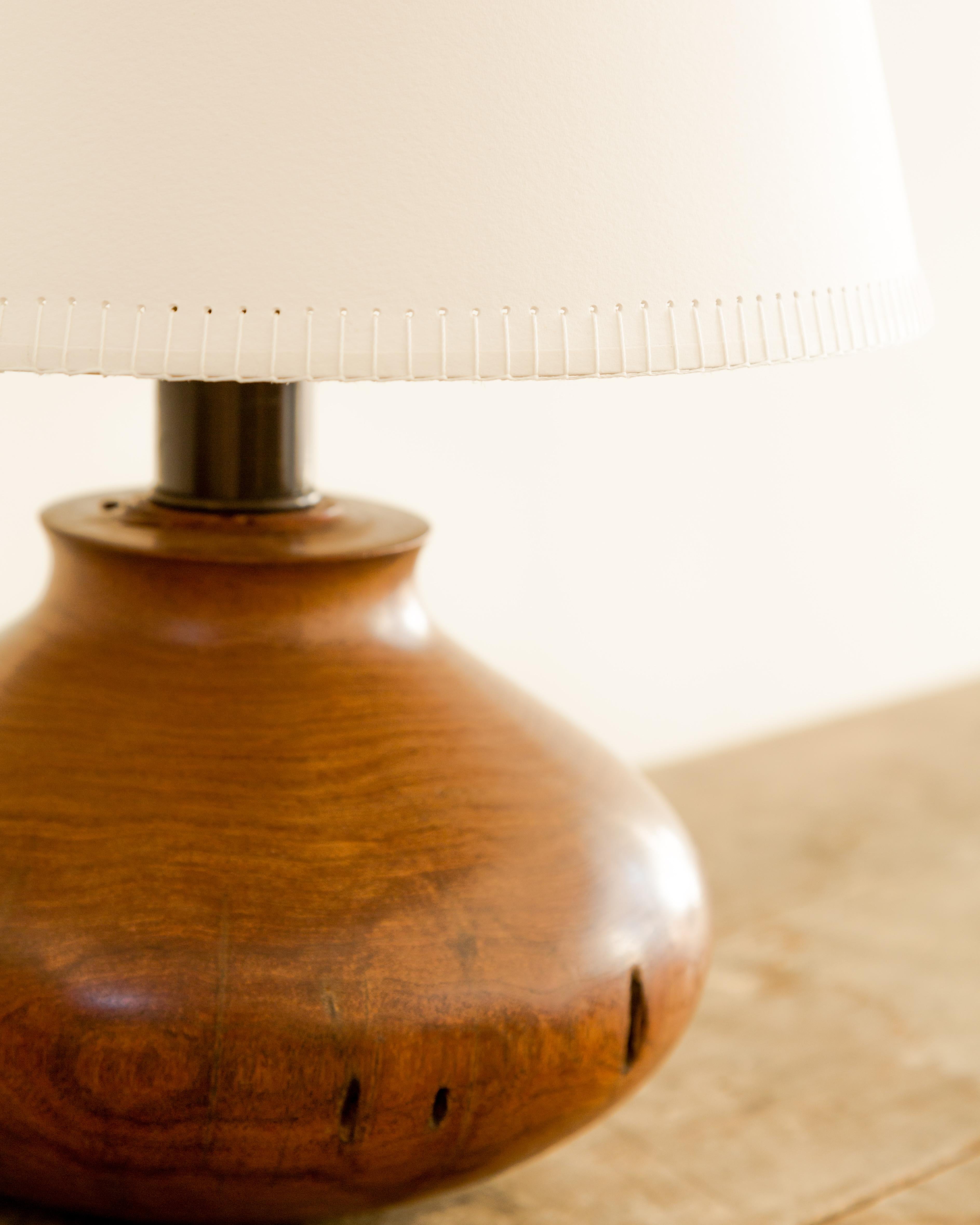 Late 20th Century Rustic + Refined Turned Mesquite Table Lamps