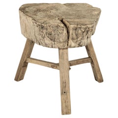 Antique Rustic Robust Three-Legged Butcher Block Table