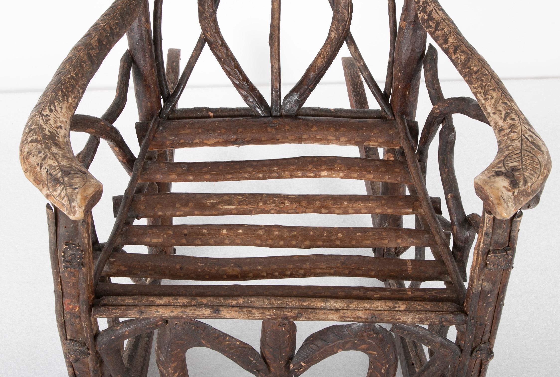 20th Century Rustic Rocking Chair Attributed to Rev. Ben Davis of Blowing Rock, NC