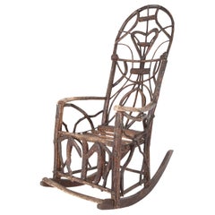 Antique Rustic Rocking Chair Attributed to Rev. Ben Davis of Blowing Rock, NC