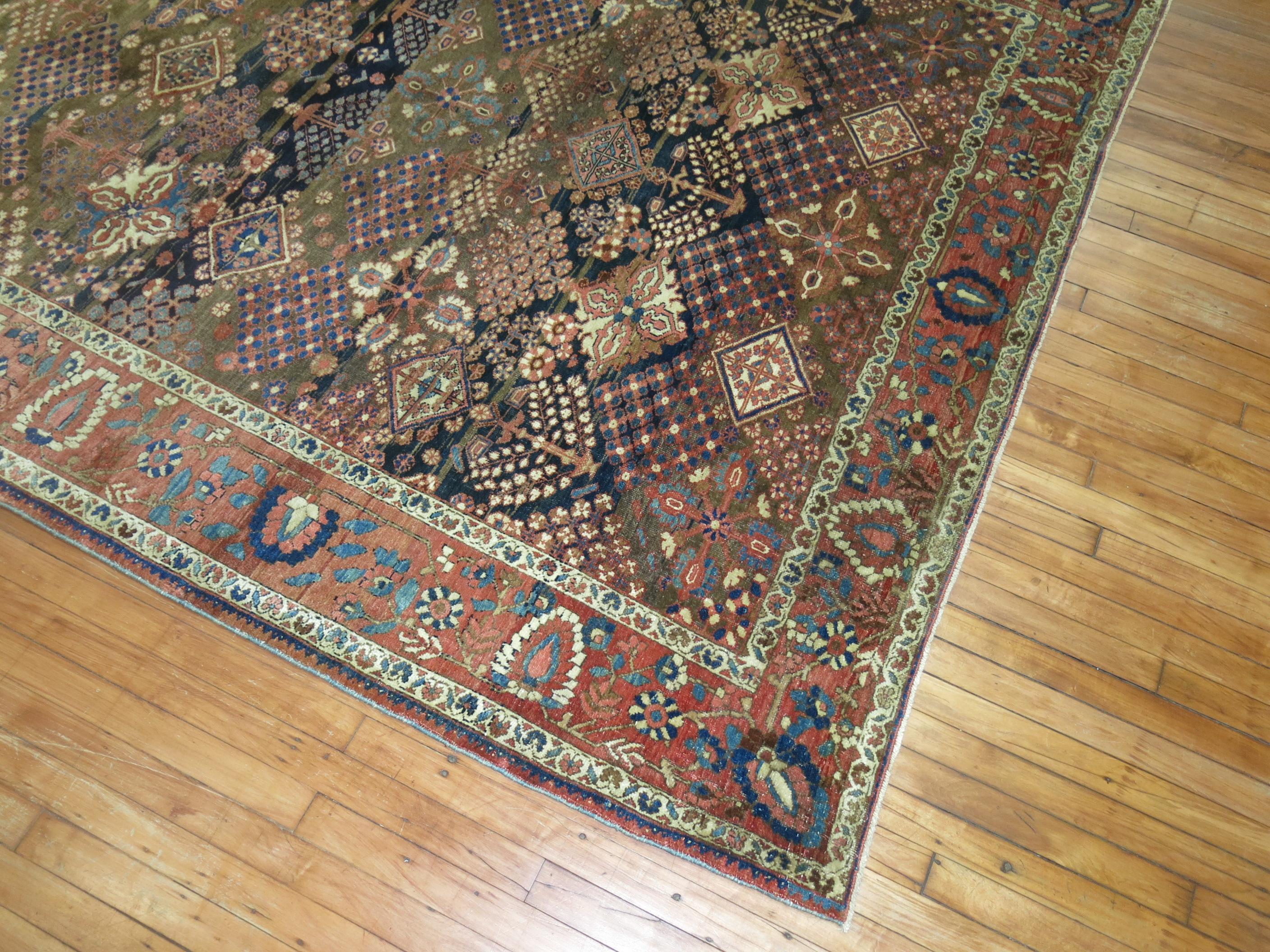 20th Century Rustic Room Size Persian Bakhtiari Rug For Sale
