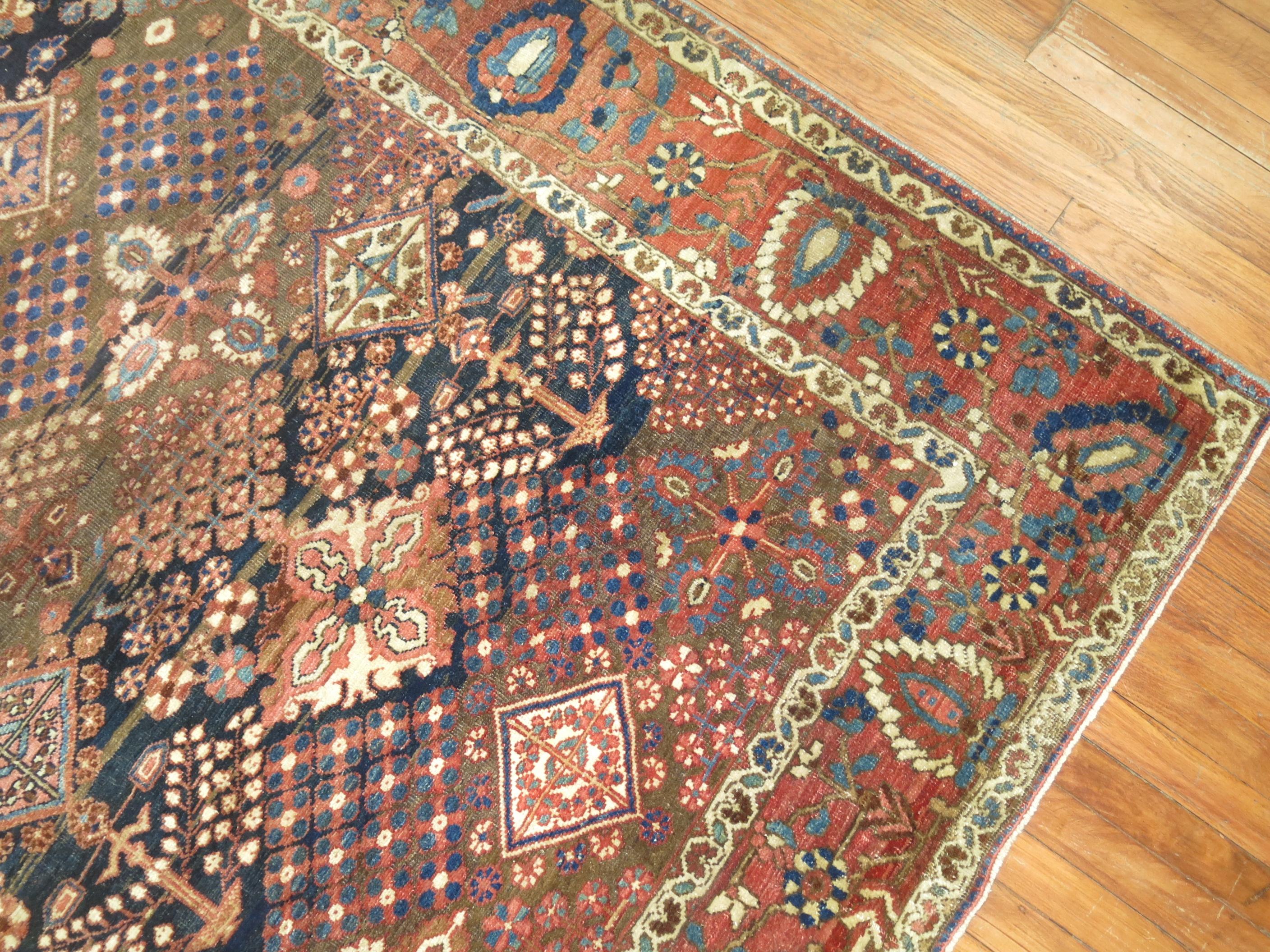 Wool Rustic Room Size Persian Bakhtiari Rug For Sale