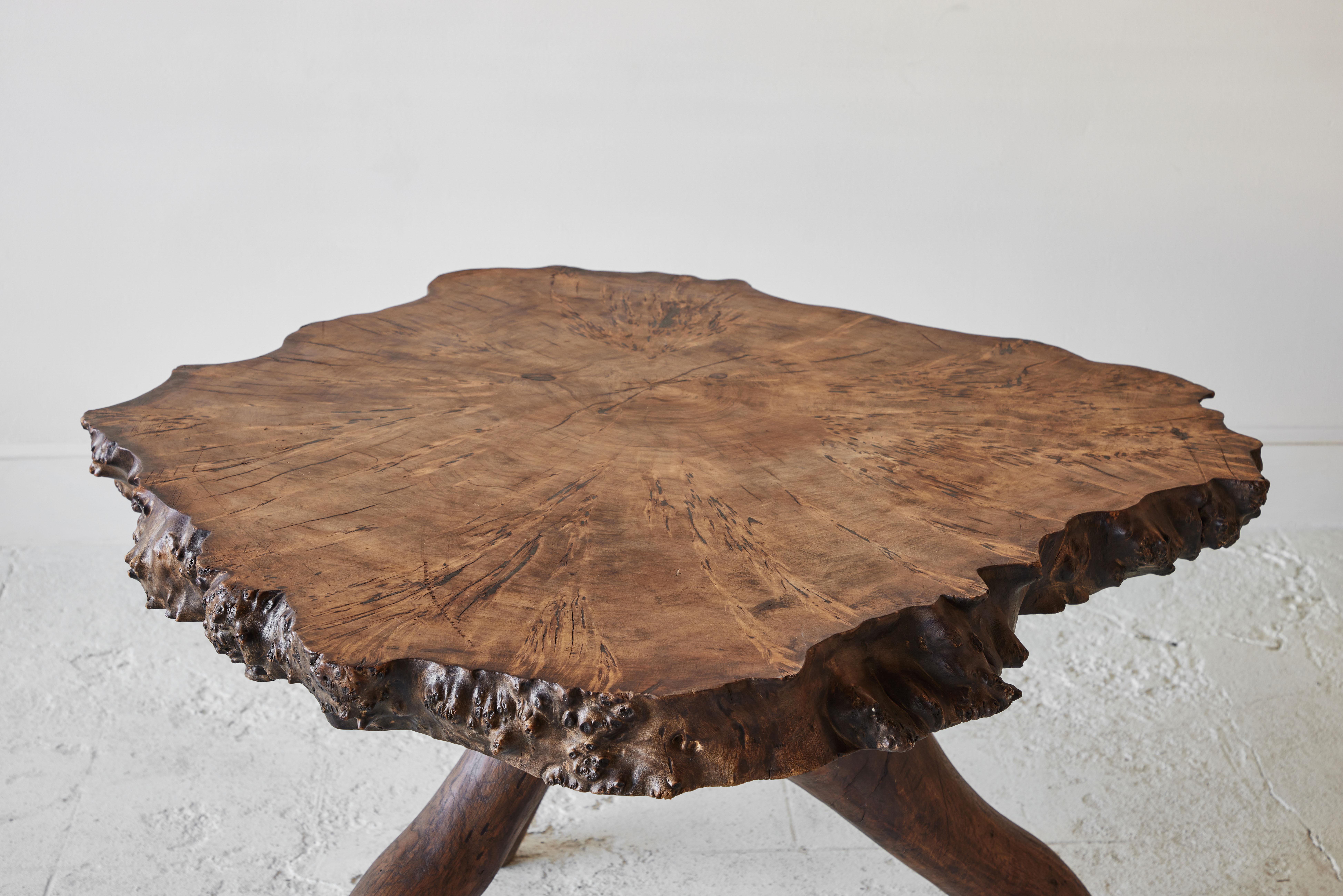 Wood Rustic Root Table with Four Stools