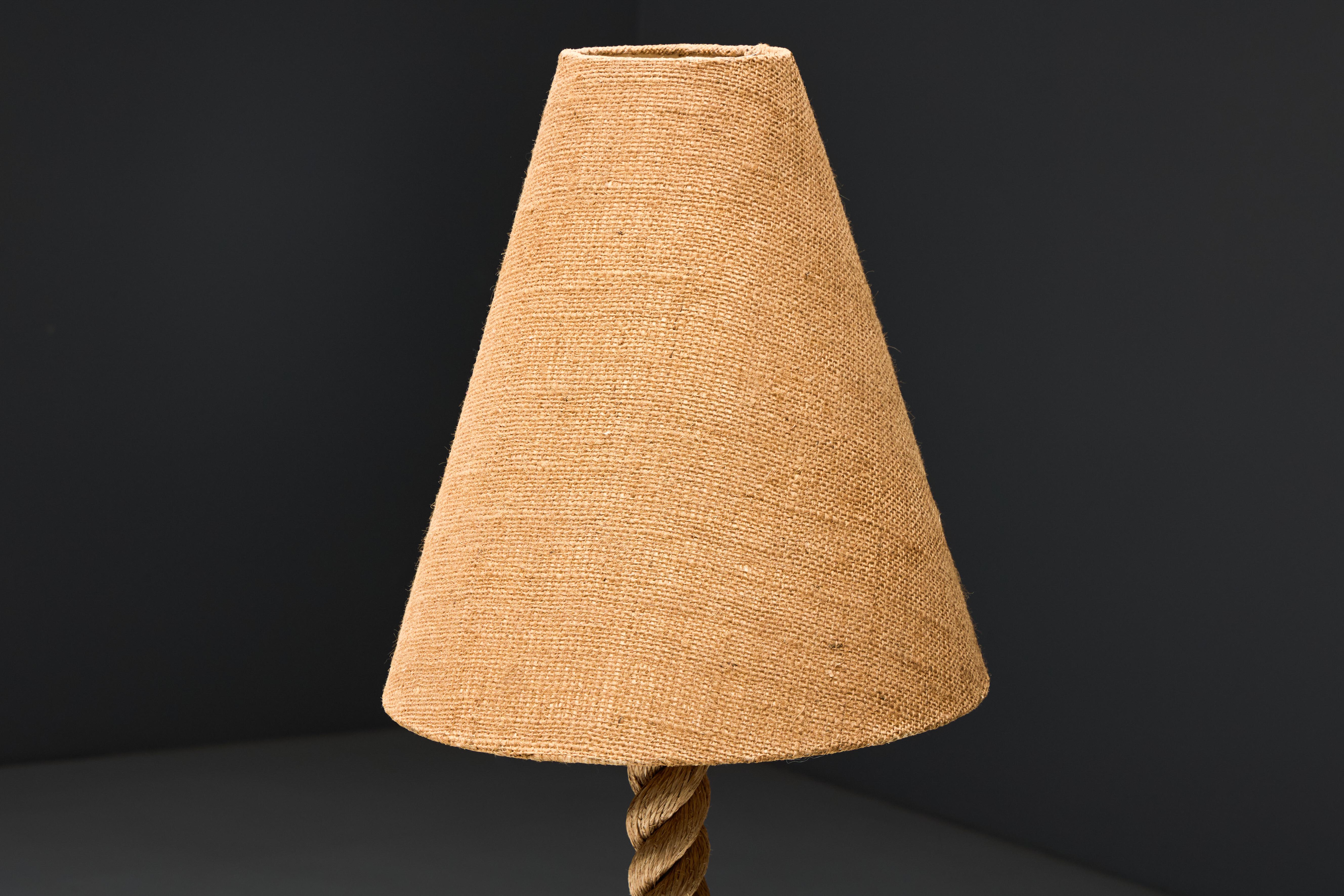 Lampada da terra rustica in corda con paralume in iuta, Francia, anni '70 in vendita 6