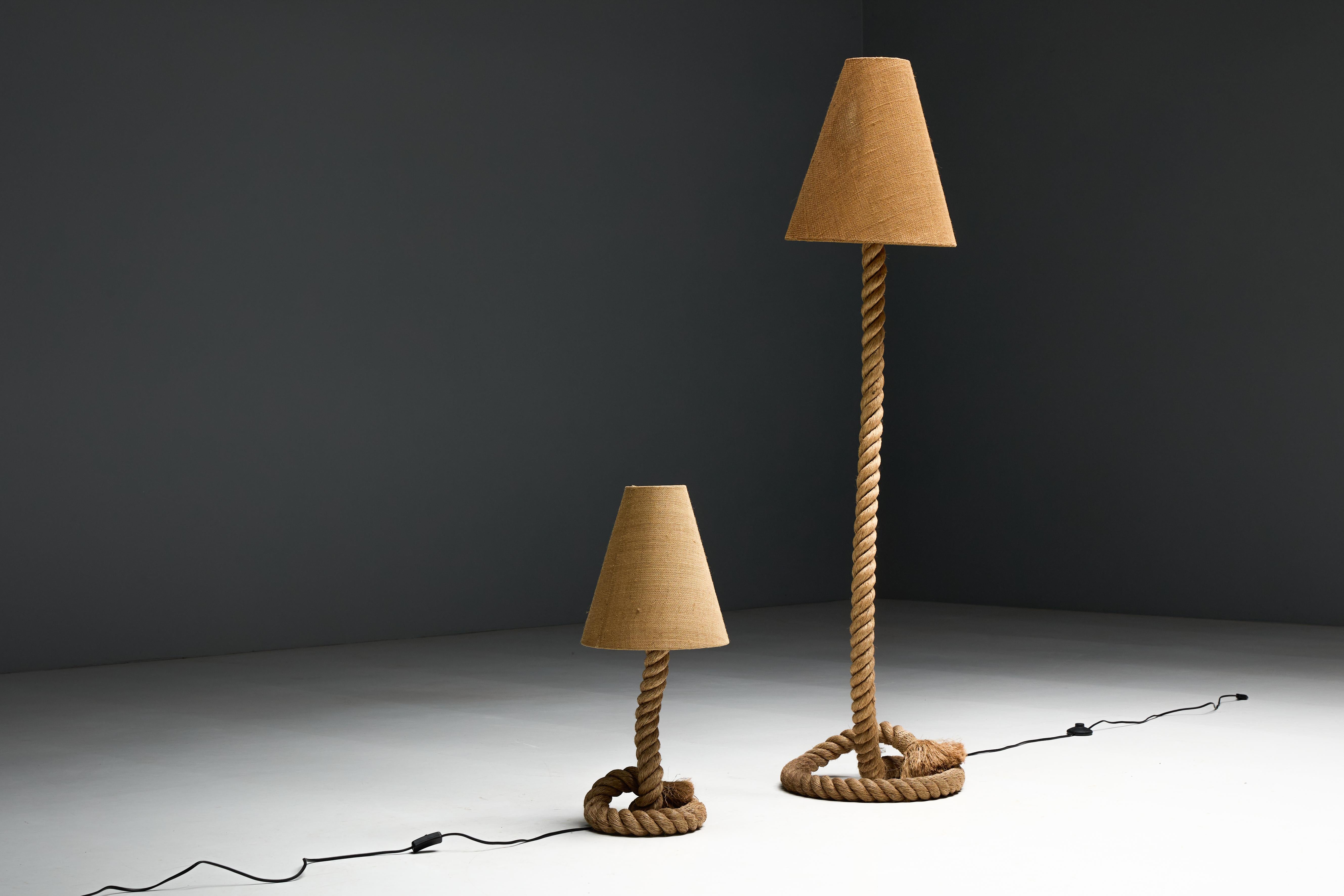 Rustic Rope Table Lamp with Jute Shade, France, 1970s For Sale 8