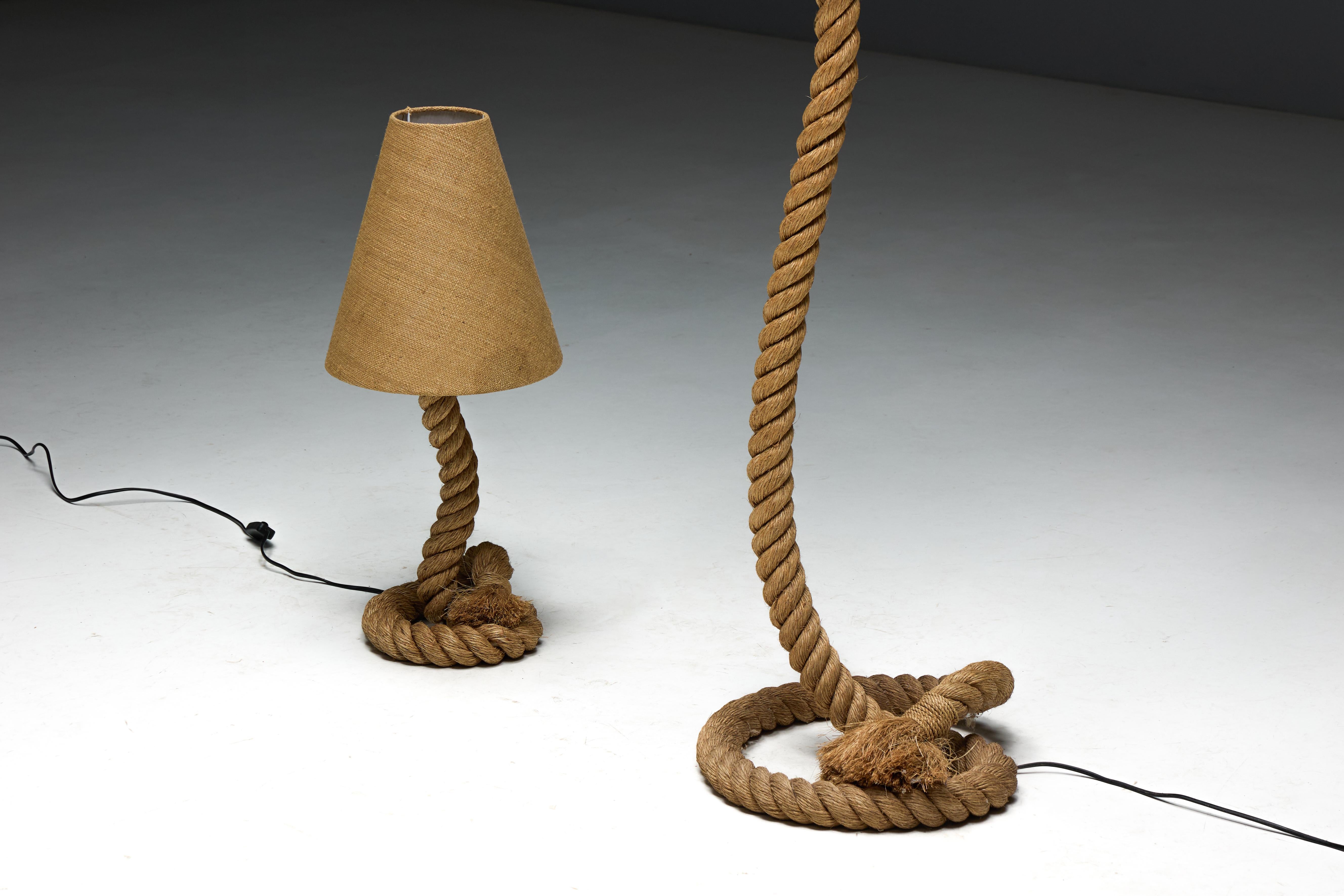 Rustic Rope Table Lamp with Jute Shade, France, 1970s For Sale 9
