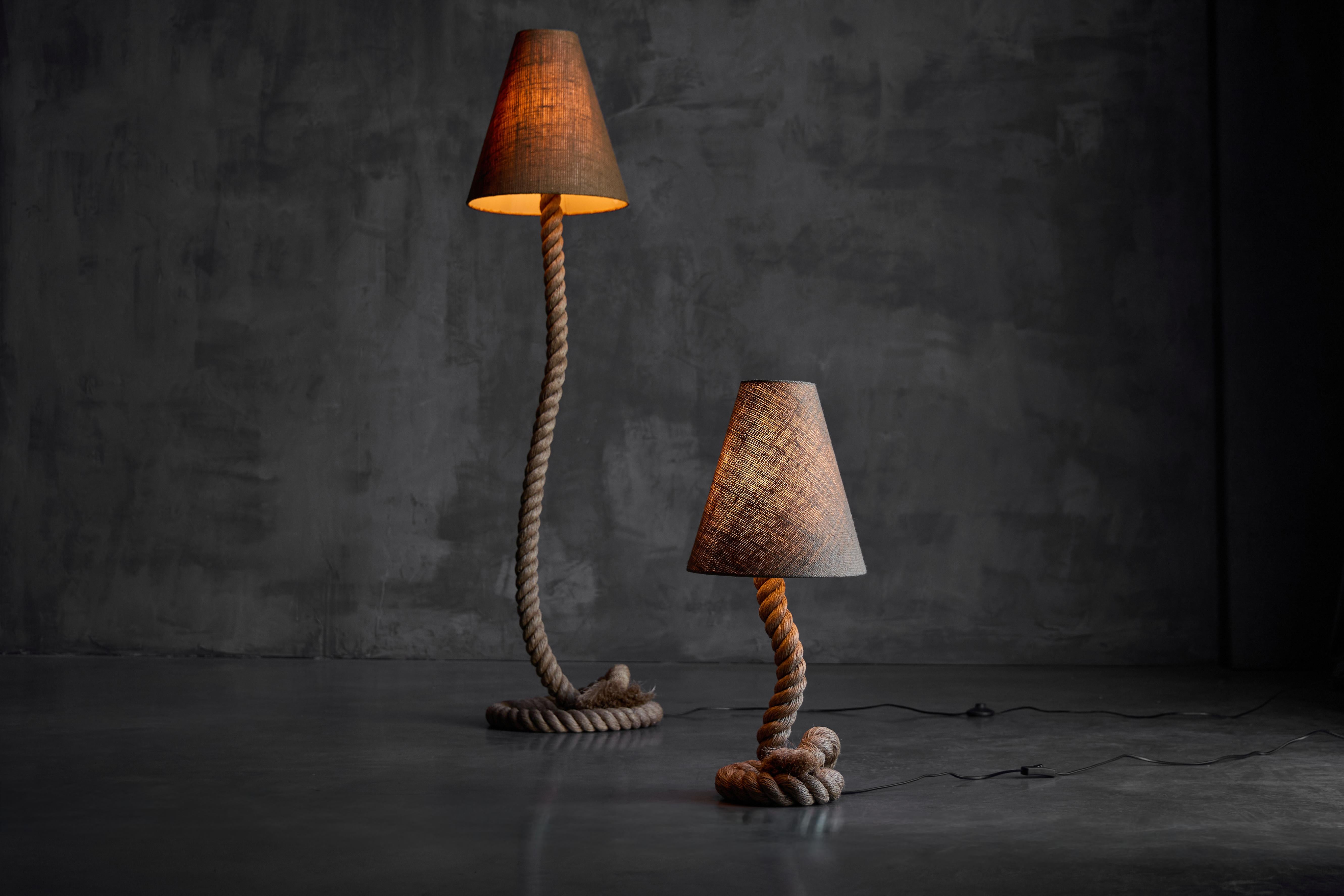 Rustic Rope Table Lamp with Jute Shade, France, 1970s In Good Condition For Sale In Antwerp, BE