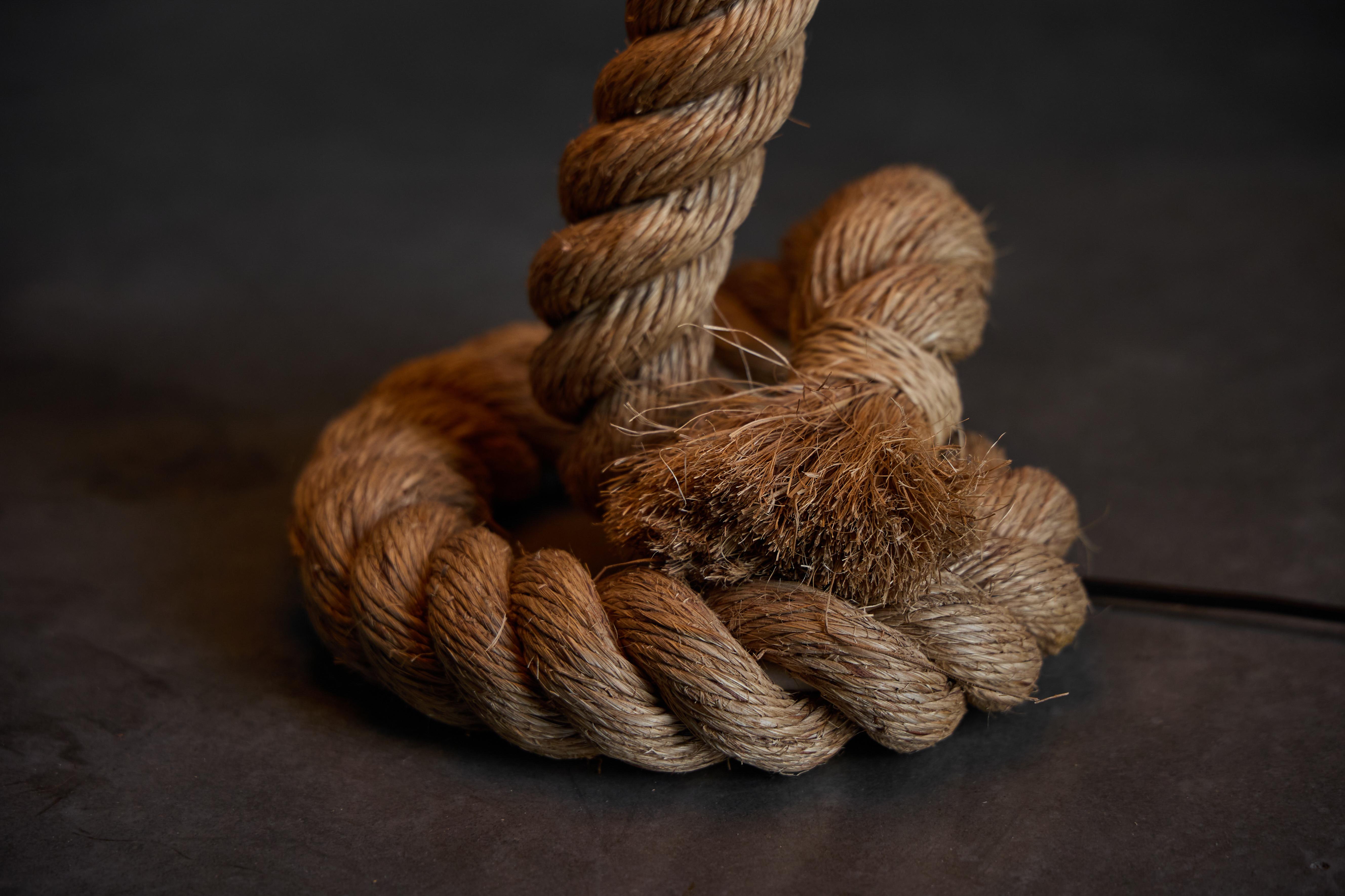 Rustic Rope Table Lamp with Jute Shade, France, 1970s For Sale 1