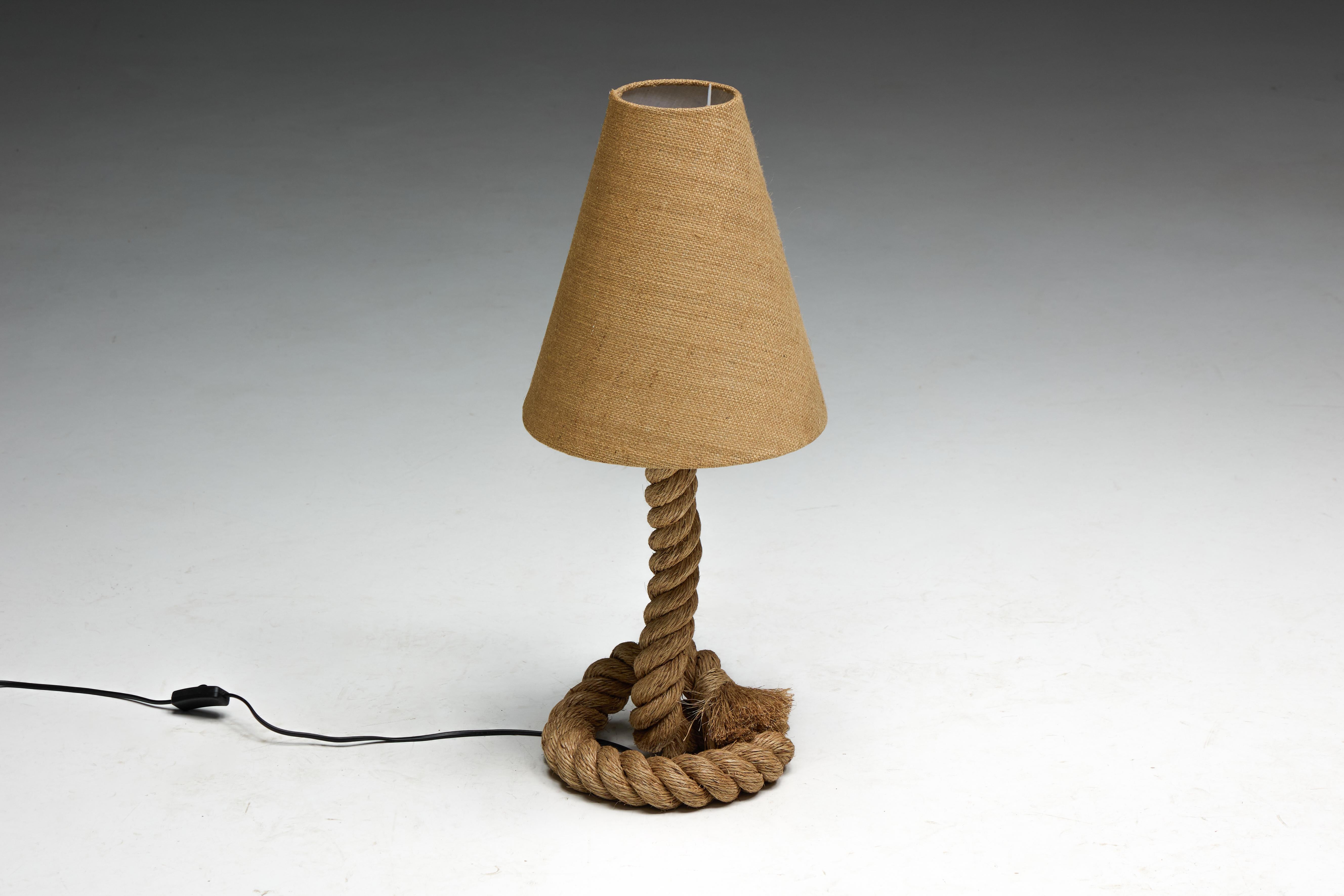 Rustic Rope Table Lamp with Jute Shade, France, 1970s For Sale 4