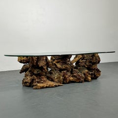 Rustic Rosewood Natural Coffee, Cocktail Table, Organic Form, Mid-Century Modern