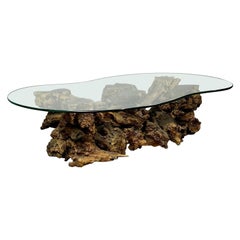 Rustic Rosewood Natural Coffee, Cocktail Table, Organic Form, Mid-Century Modern