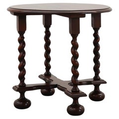 Rustic round barley twist oak side table, France 1950s Rustic round barley twist oak side table, France 1950s