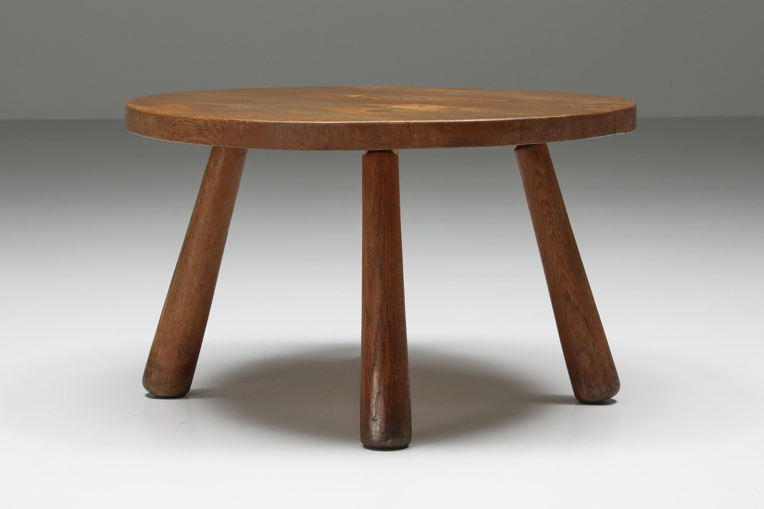 Rustic Round Coffee Table, Mid-Century Modern, Minimalist, 1950's In Excellent Condition In Antwerp, BE