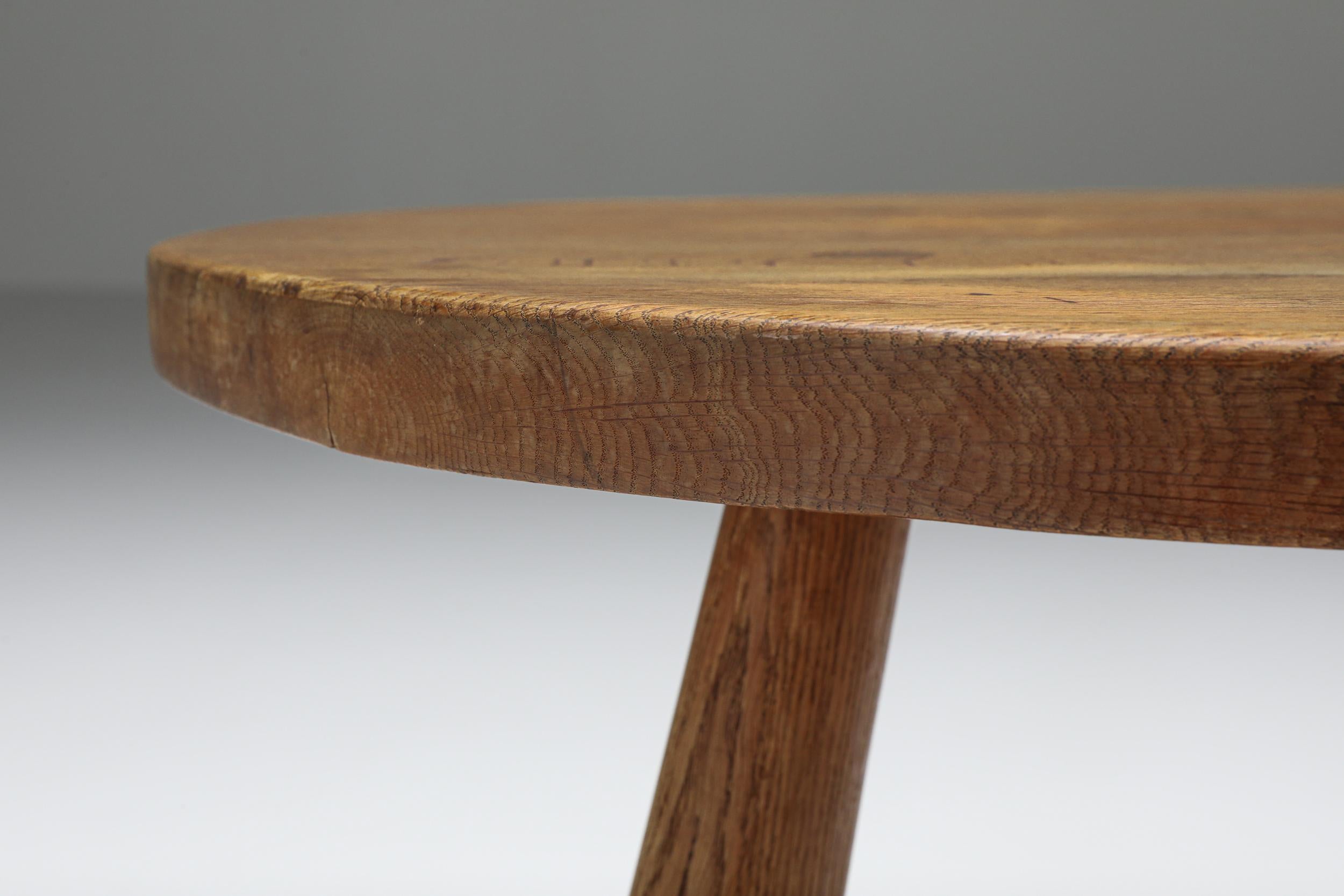 Wood Rustic Round Coffee Table, Mid-Century Modern, Minimalist, 1950's