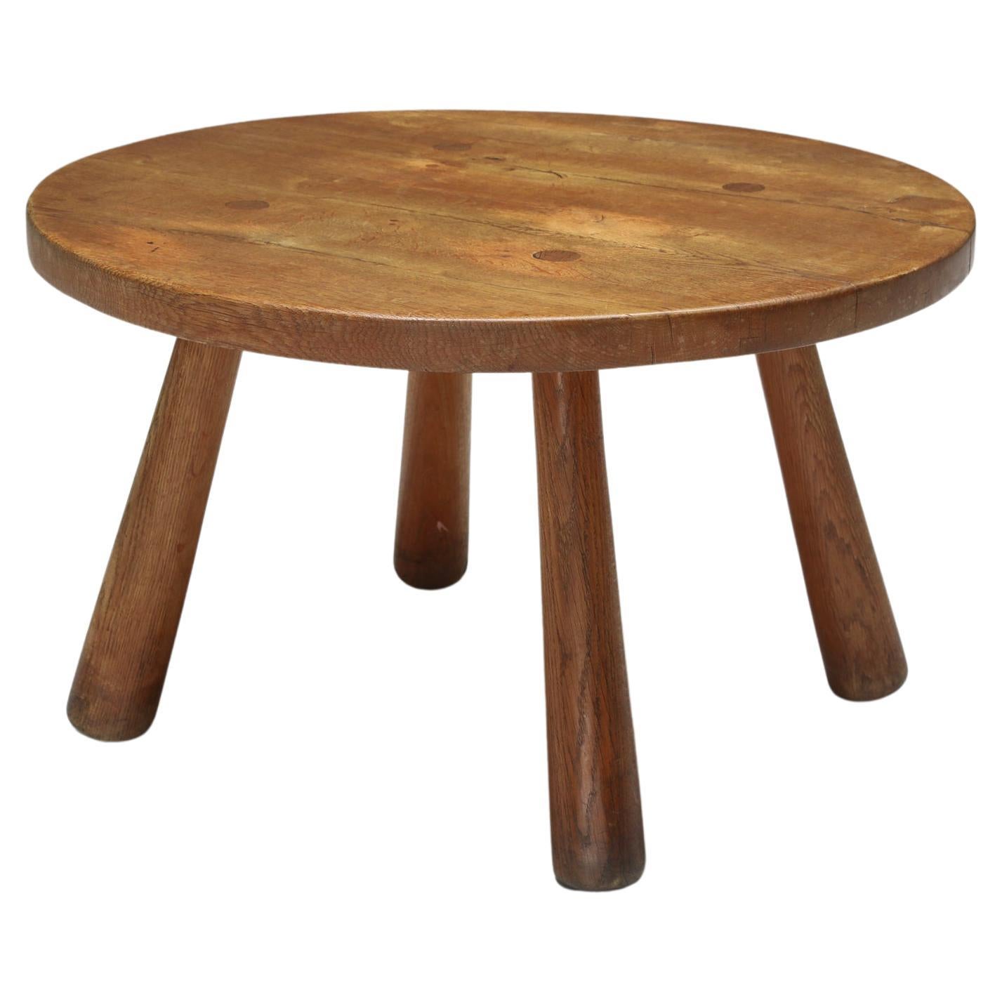 Rustic Round Coffee Table, Mid-Century Modern, Minimalist, 1950's