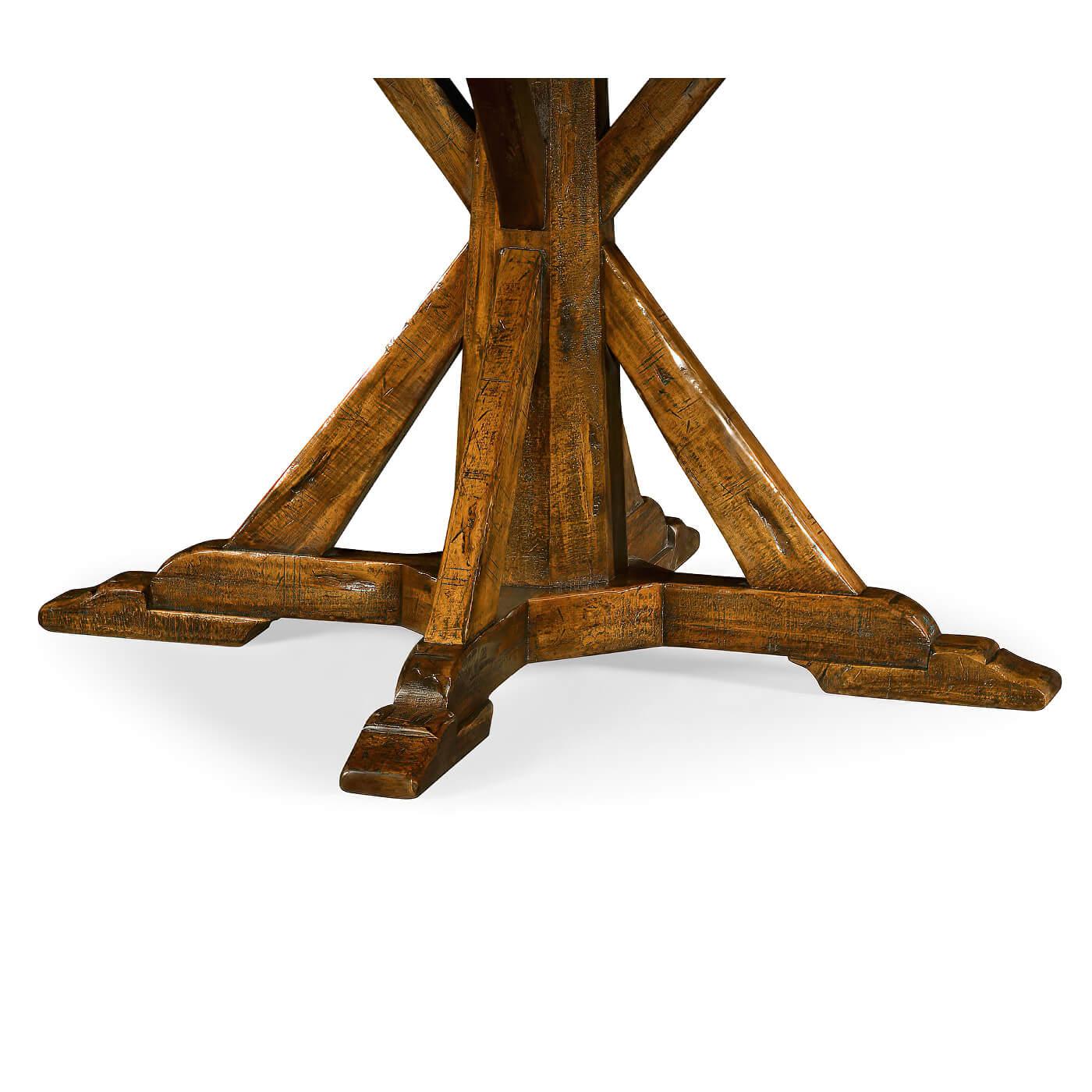 round rustic dining table