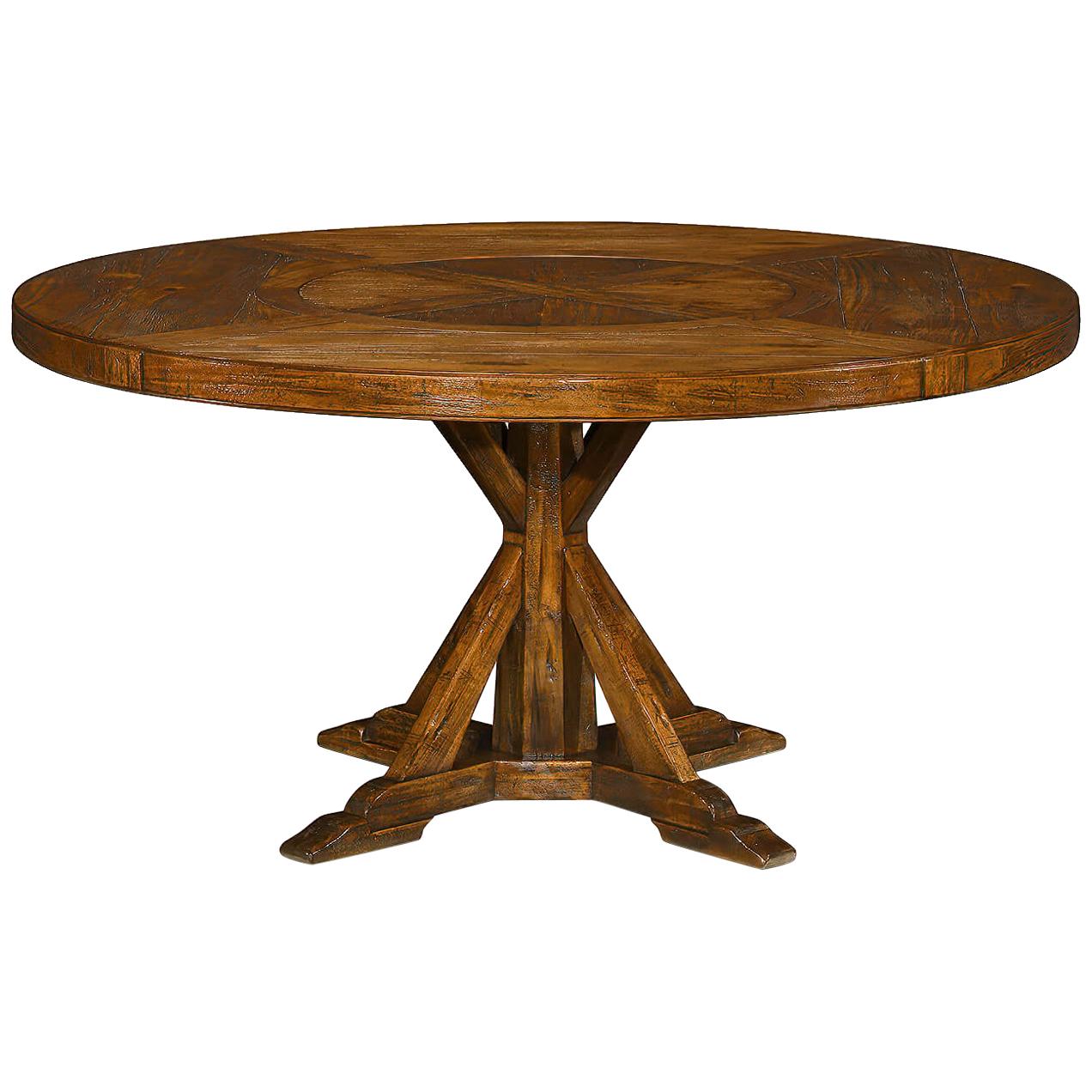 Rustic Round Dining Table, Walnut