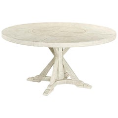 Rustic Round Dining Table, Whitewash