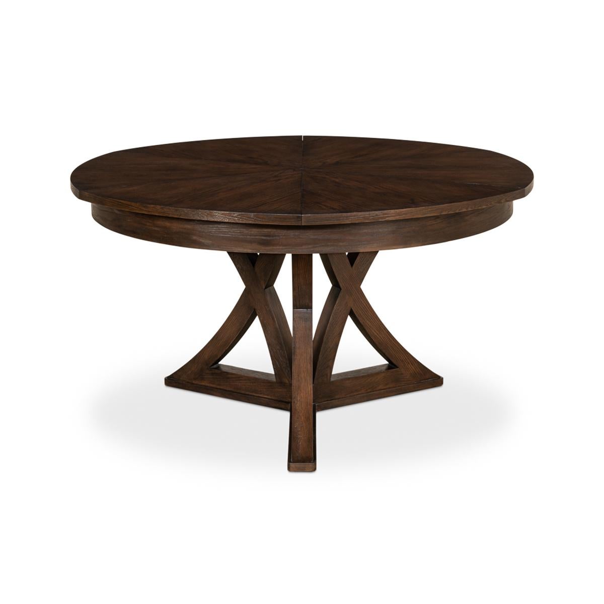 Rustic Round Dining Table, Burnt Brown 3