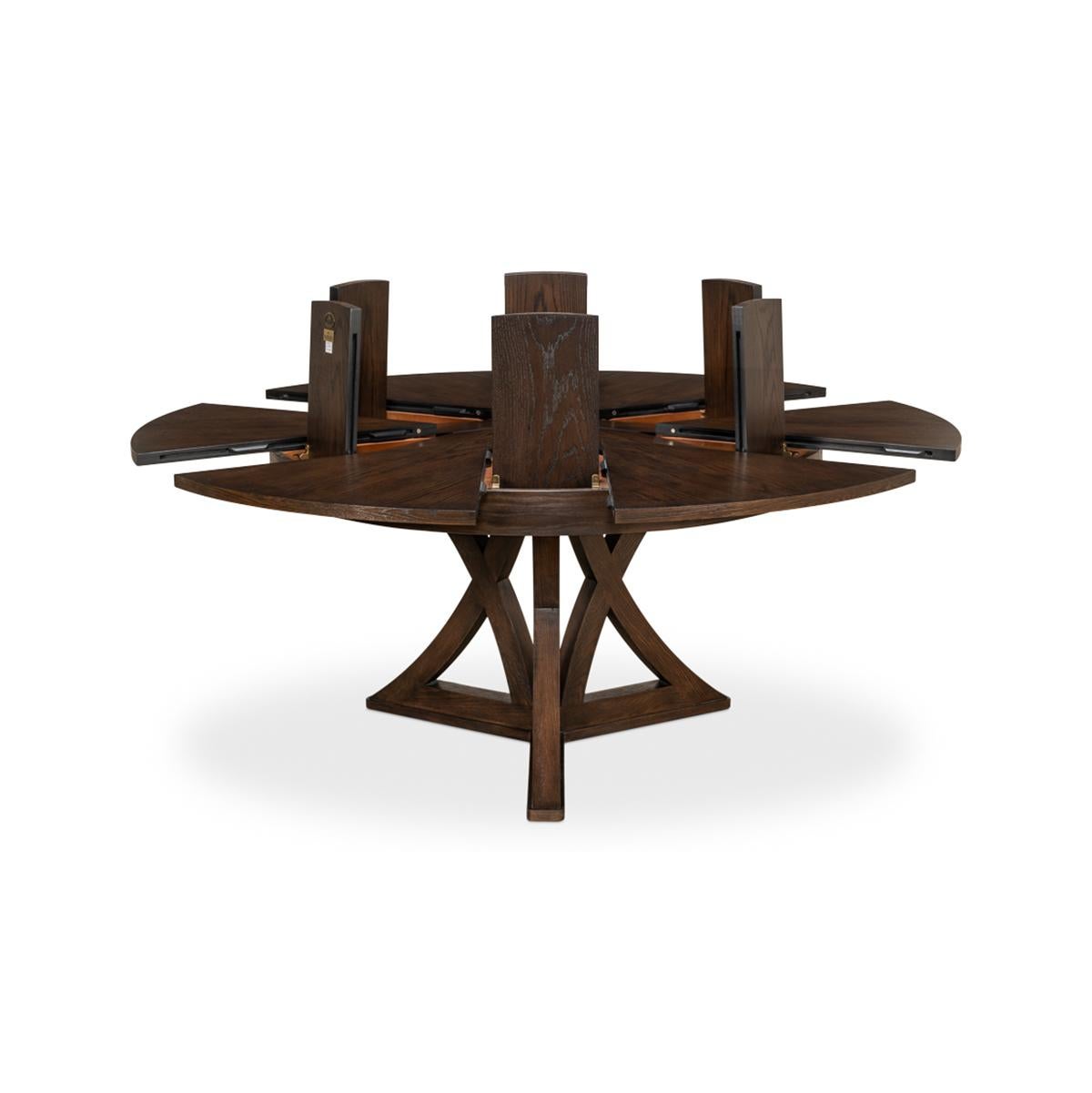 Modern Rustic Round Dining Table, Burnt Brown