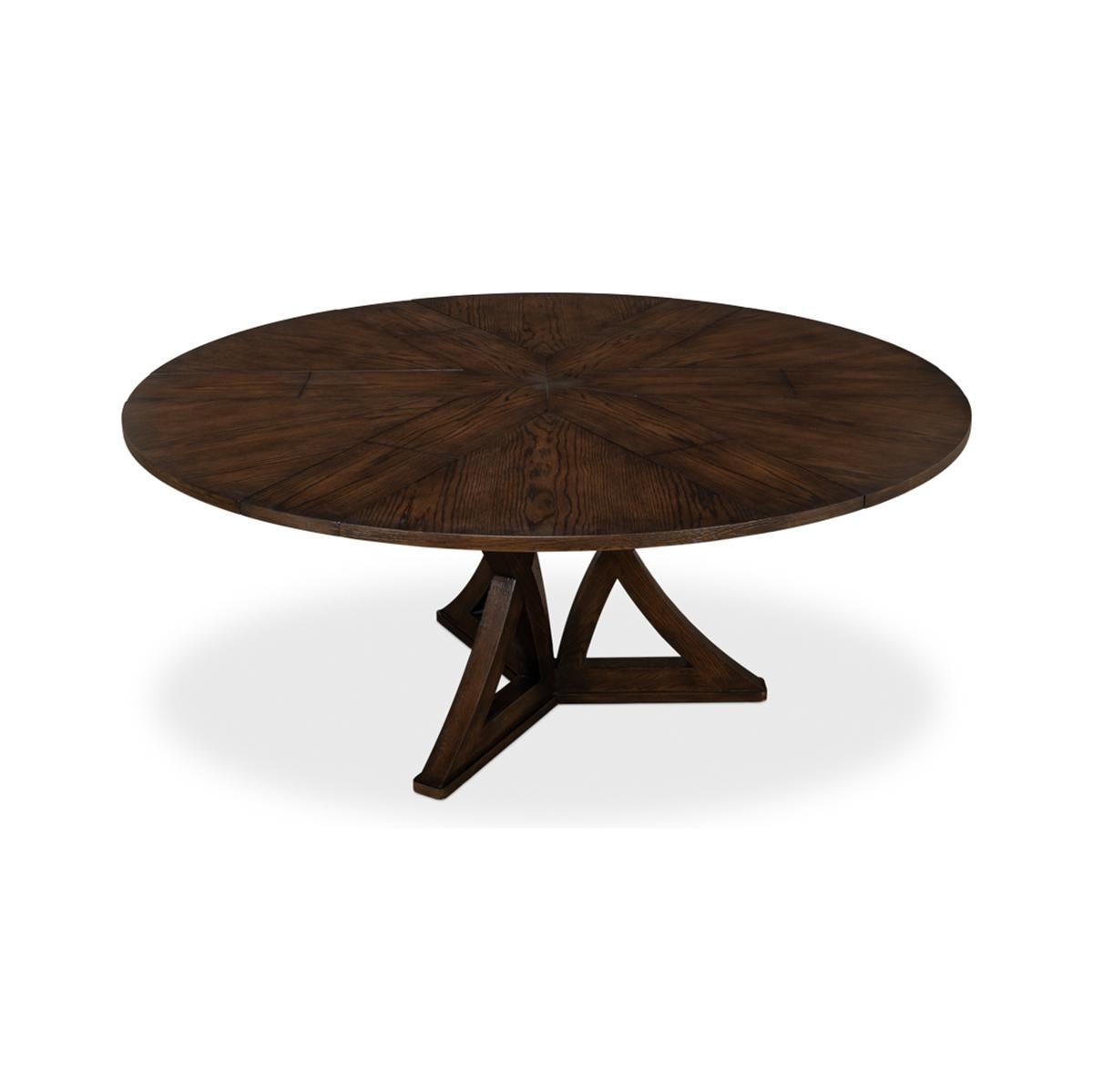 Rustic Round Dining Table, Burnt Brown In New Condition In Westwood, NJ