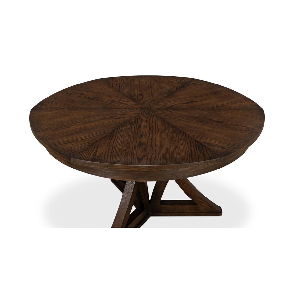Wood Rustic Round Dining Table, Burnt Brown