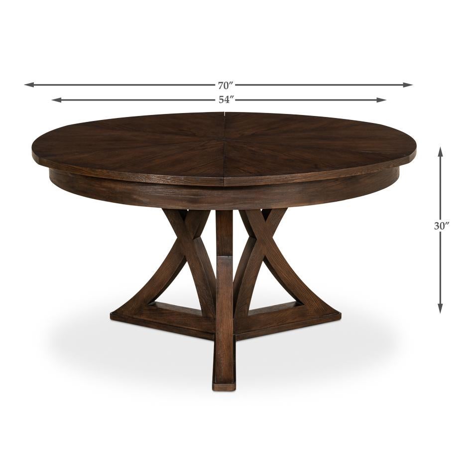 Rustic Round Dining Table, Burnt Brown 2