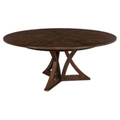 Rustic Round Dining Table, Burnt Brown