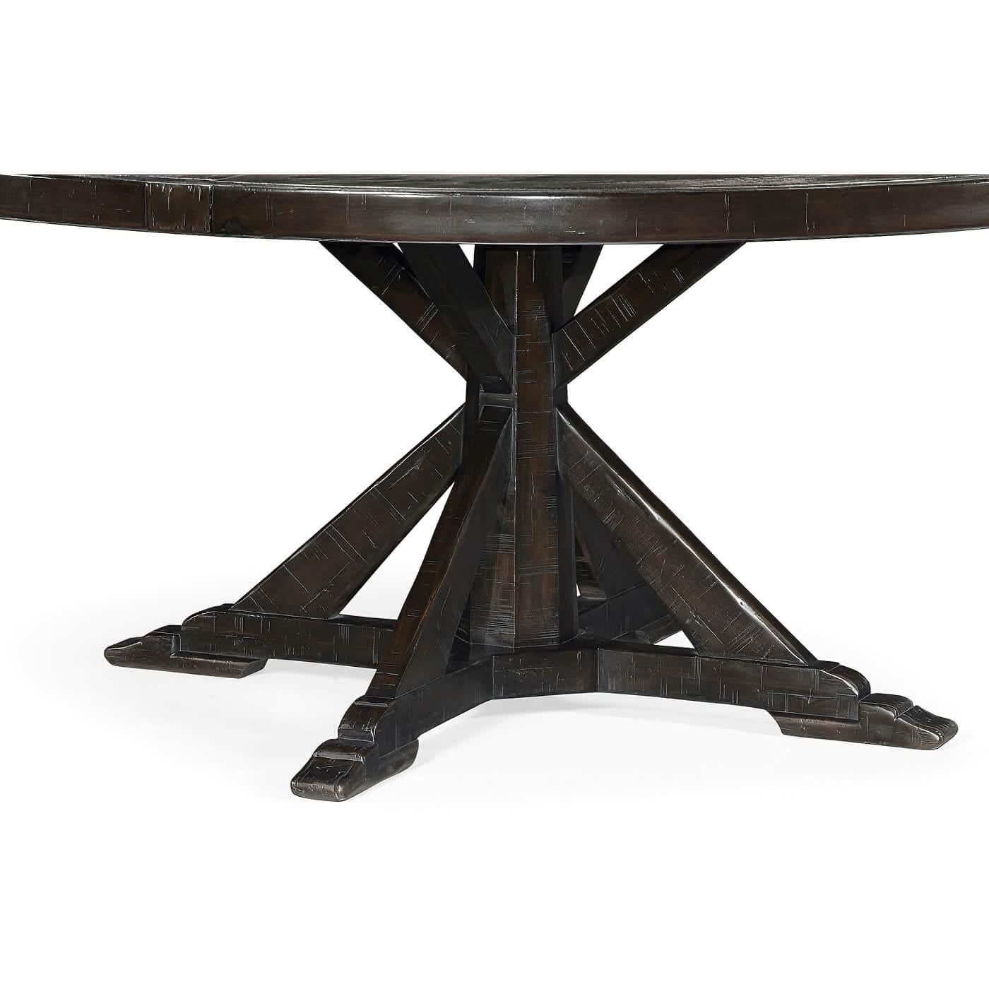 rustic black round dining table