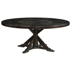 Rustic Round Dining Table, Dark Ale