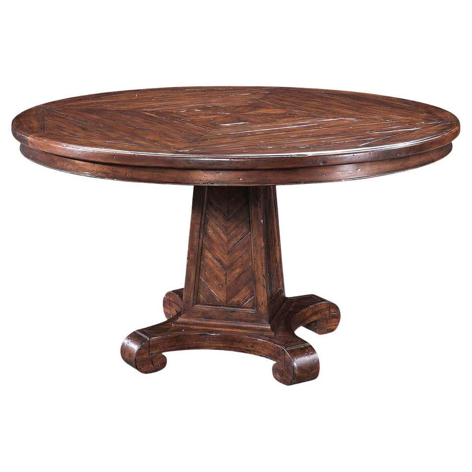 Rustic Round Dining Table, Walnut For Sale at 1stDibs | rustic circular ...