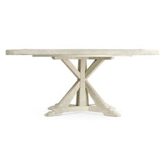 Rustic Round Dining Table, Whitewash