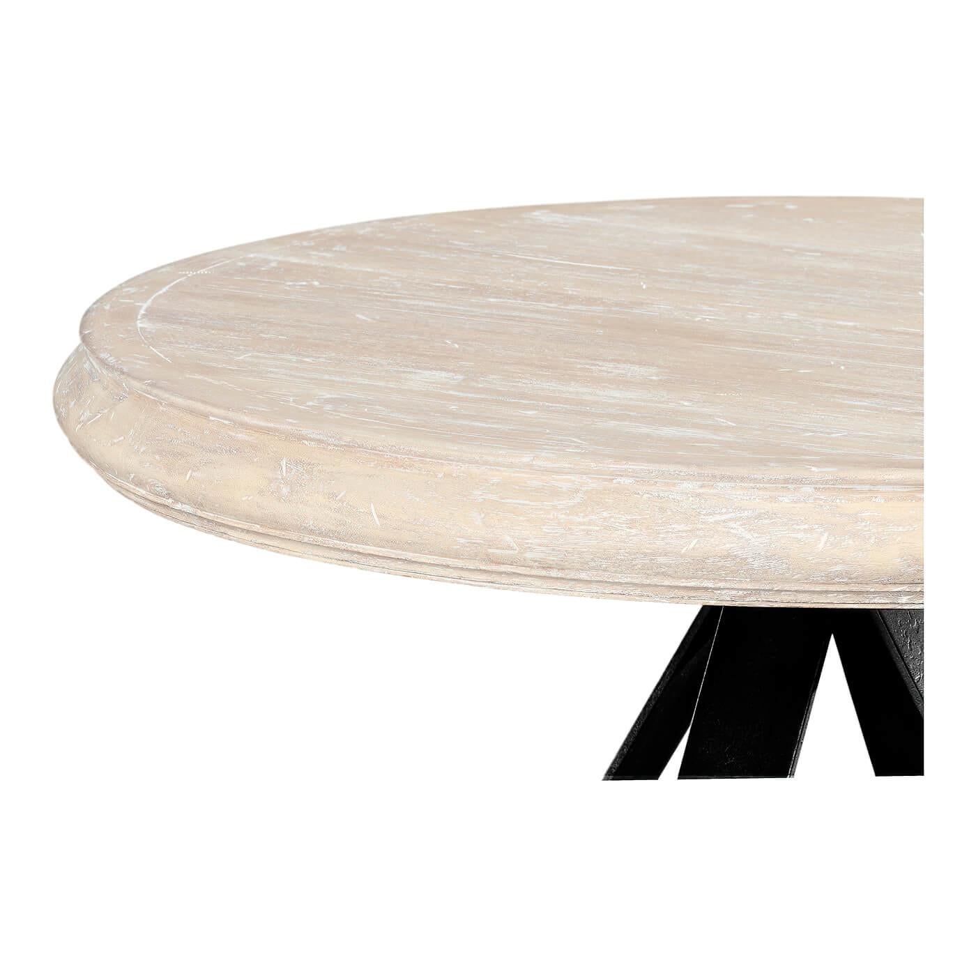 European Rustic Round Limed Side Table