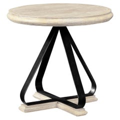 Rustic Round Limed Side Table