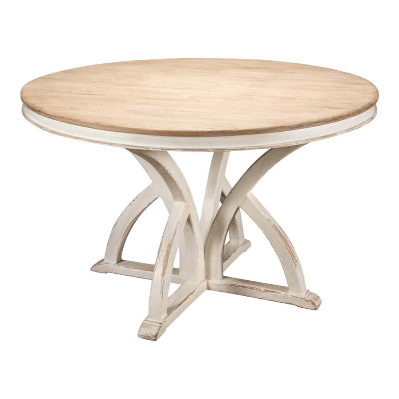 Rustic Round Dining Table, Whitewash at 1stDibs