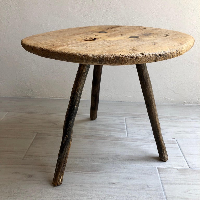 Rustic Round Side Table From Mexico at 1stDibs