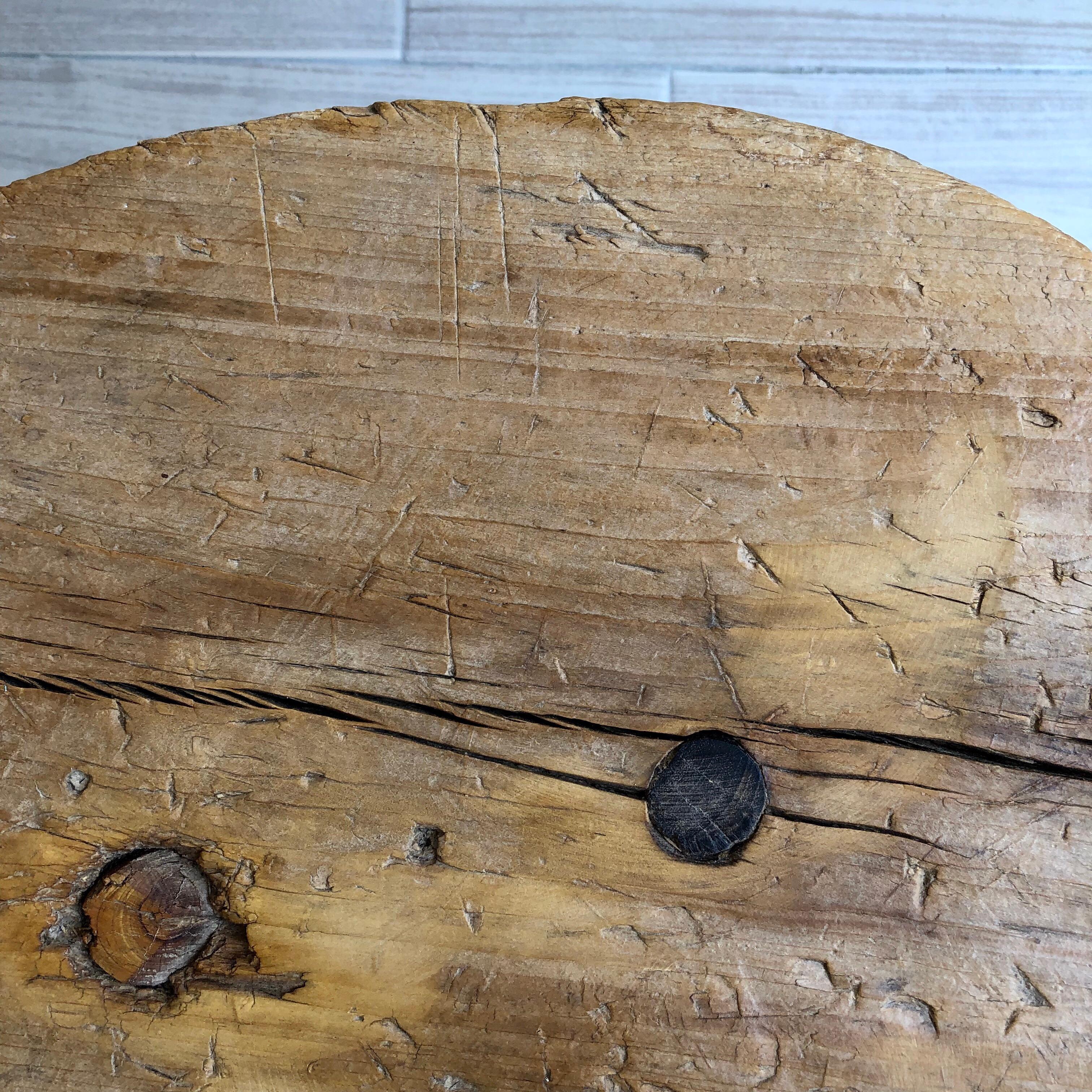 Late 20th Century Rustic Round Side Table From Mexico