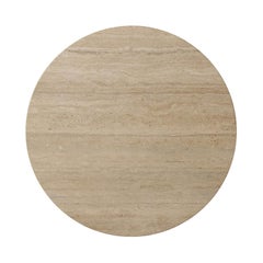 Rustic Round Travertine Top Coffee Table