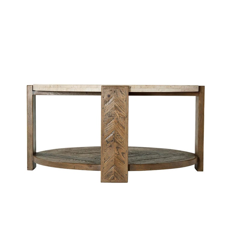 Rustic Round Travertine Top Coffee Table at 1stDibs